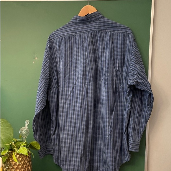 Ralph Lauren Yarmouth 100% Cotton Mens 17.5/34-35 Blue, Green & Navy Plaid Woven - Picture 6 of 6